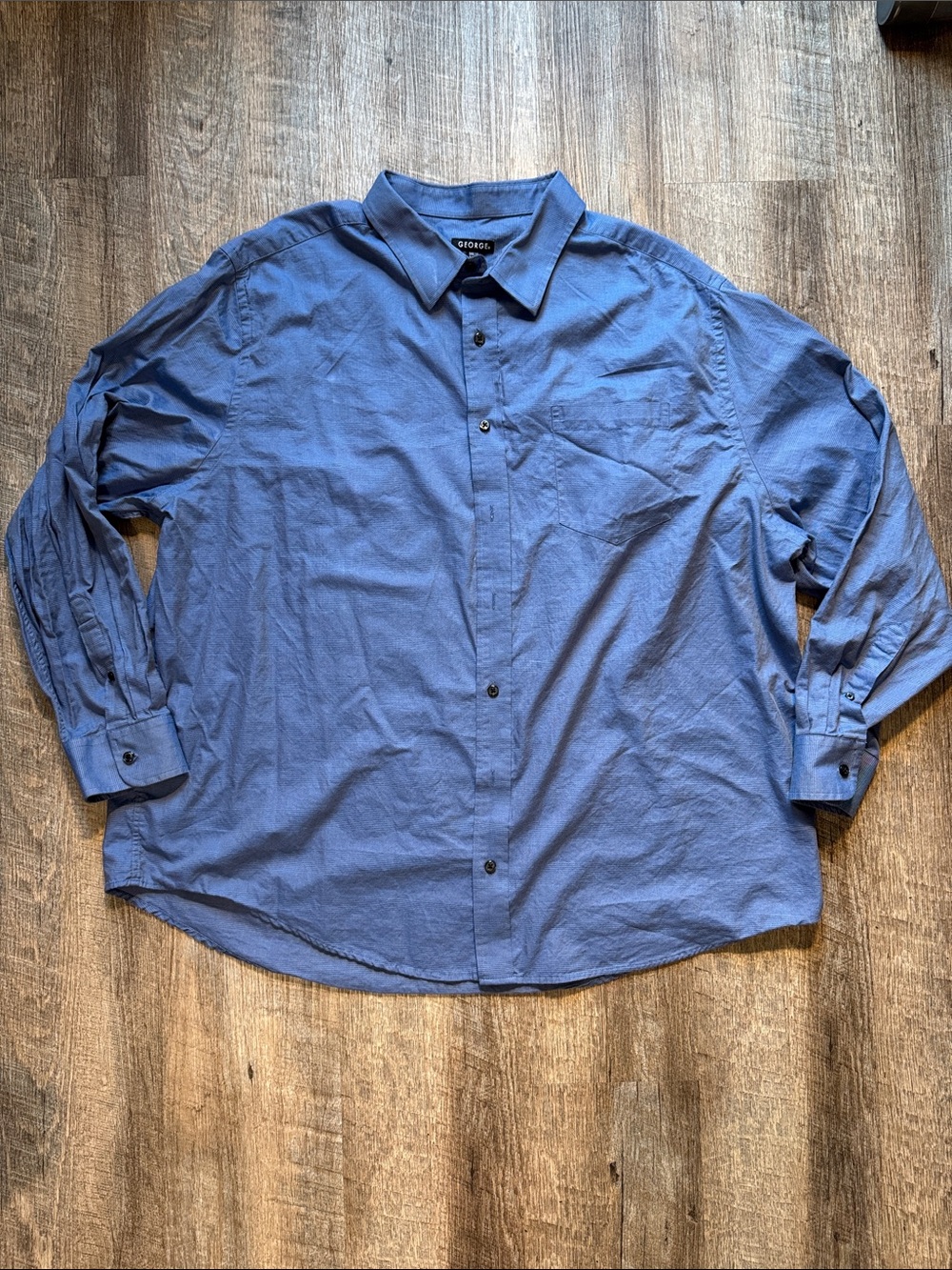 George Men's Blue Button-Front Long Sleeve Dress Shirt